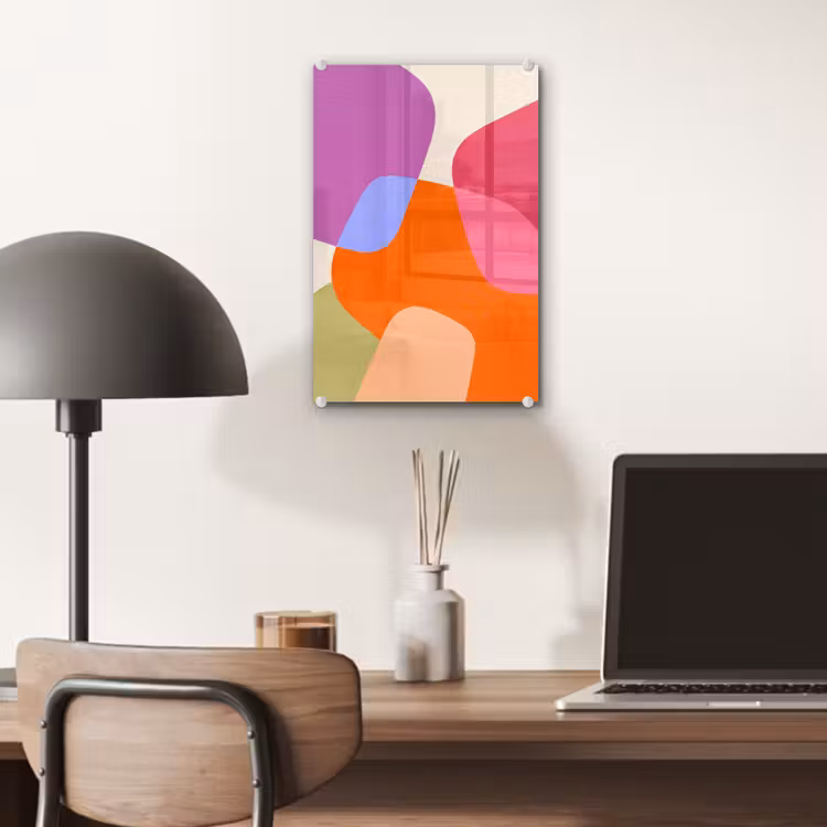 Glas schilderij - Abstract - Vormen - Modern - Kleurrijk — 7