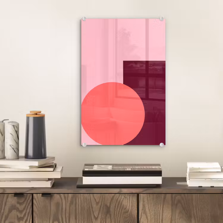 Glas schilderij - Abstract - Vormen - Roze - Modern - Design — 2