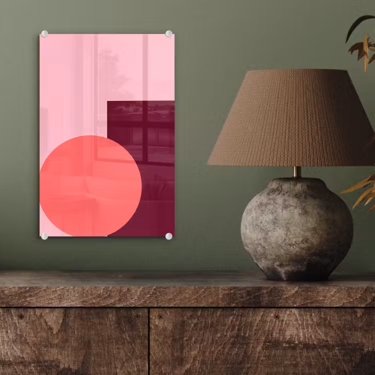 Glas schilderij - Abstract - Vormen - Roze - Modern - Design — 4