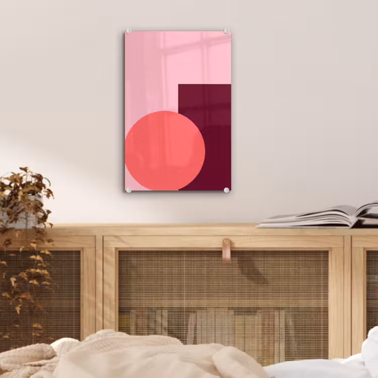 Glas schilderij - Abstract - Vormen - Roze - Modern - Design — 5