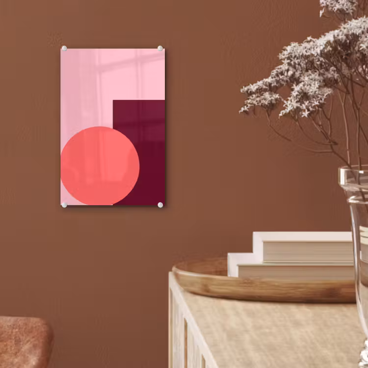 Glas schilderij - Abstract - Vormen - Roze - Modern - Design — 6