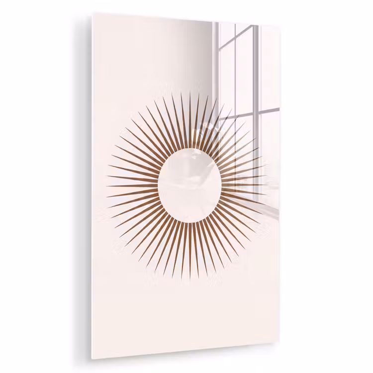 Glas schilderij - Abstract - Zon - Symbool - Modern - Beige — 1