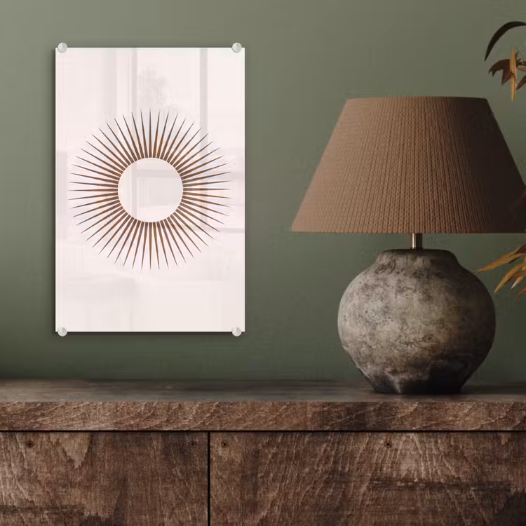 Glas schilderij - Abstract - Zon - Symbool - Modern - Beige — 4