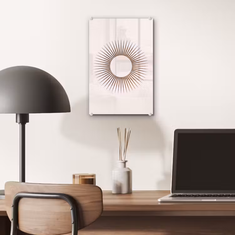 Glas schilderij - Abstract - Zon - Symbool - Modern - Beige — 7