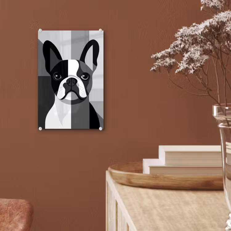 Glas schilderij - Buldog - Zwart - Abstract - Vlakken — 6
