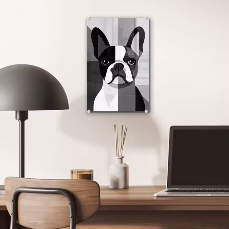 Glas schilderij - Buldog - Zwart - Abstract - Vlakken — 7