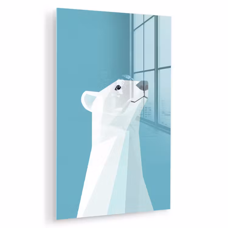 Glas schilderij - Ijsbeer - Lichtblauw - Minimalistisch — 1