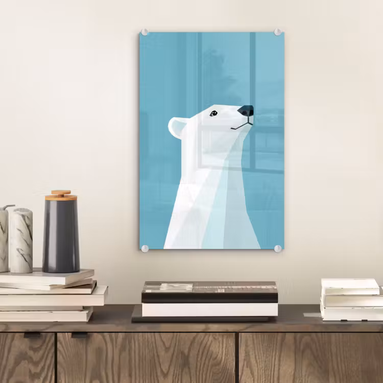 Glas schilderij - Ijsbeer - Lichtblauw - Minimalistisch — 2