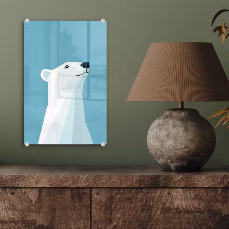 Glas schilderij - Ijsbeer - Lichtblauw - Minimalistisch — 4