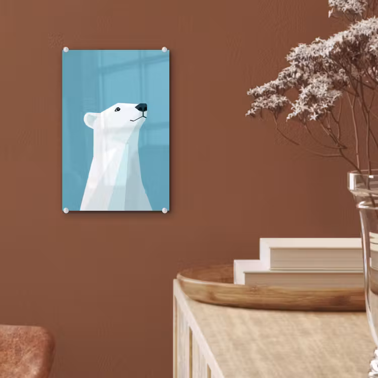 Glas schilderij - Ijsbeer - Lichtblauw - Minimalistisch — 6