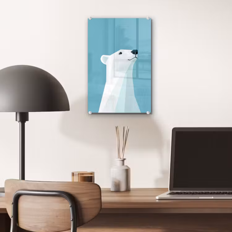 Glas schilderij - Ijsbeer - Lichtblauw - Minimalistisch — 7