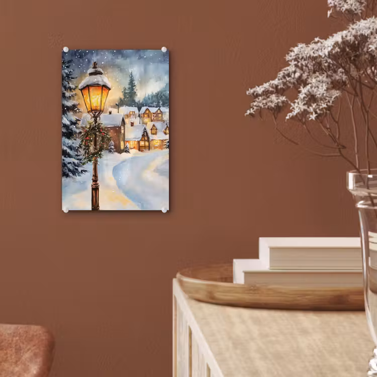 Glas schilderij - Kerstdorp - Huizen - Sneeuw - Kerst — 6