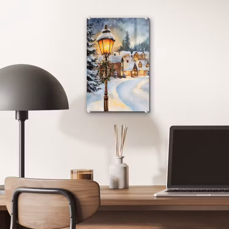 Glas schilderij - Kerstdorp - Huizen - Sneeuw - Kerst — 7