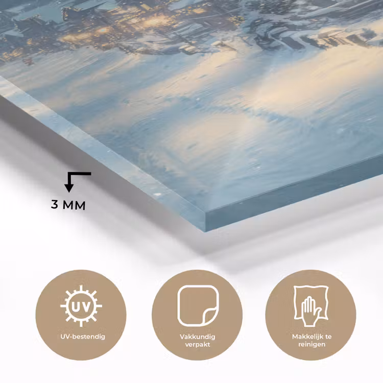 Glas schilderij - Kerstdorp - Kerst - Sneeuw - Winter — 3