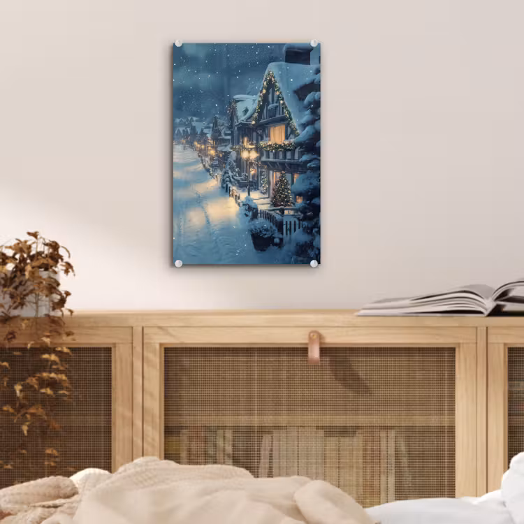 Glas schilderij - Kerstdorp - Kerst - Sneeuw - Winter — 5