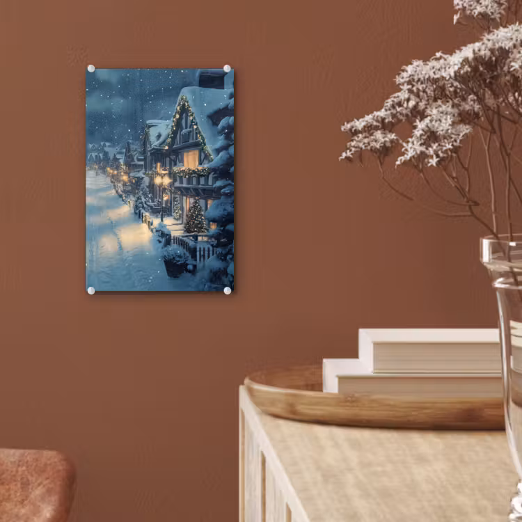 Glas schilderij - Kerstdorp - Kerst - Sneeuw - Winter — 6
