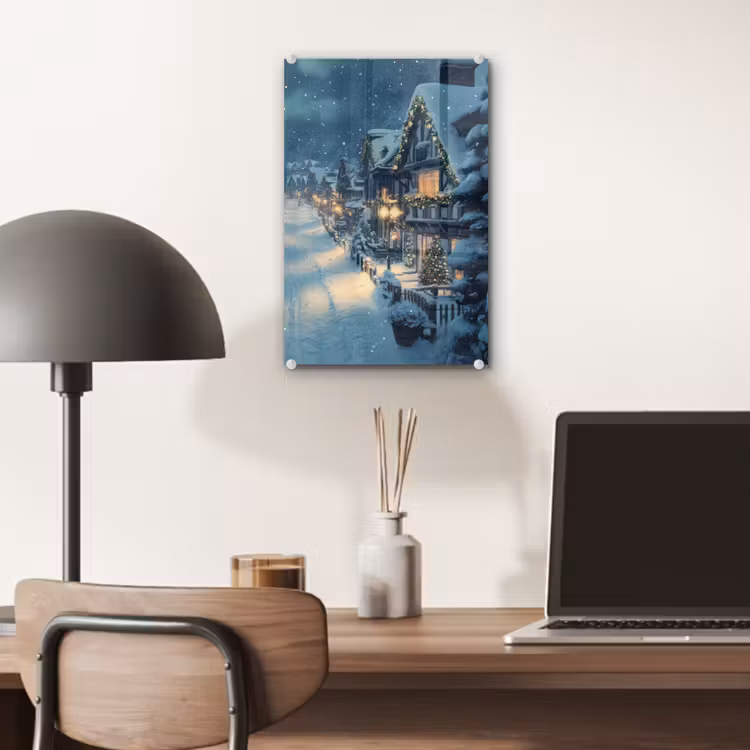Glas schilderij - Kerstdorp - Kerst - Sneeuw - Winter — 7