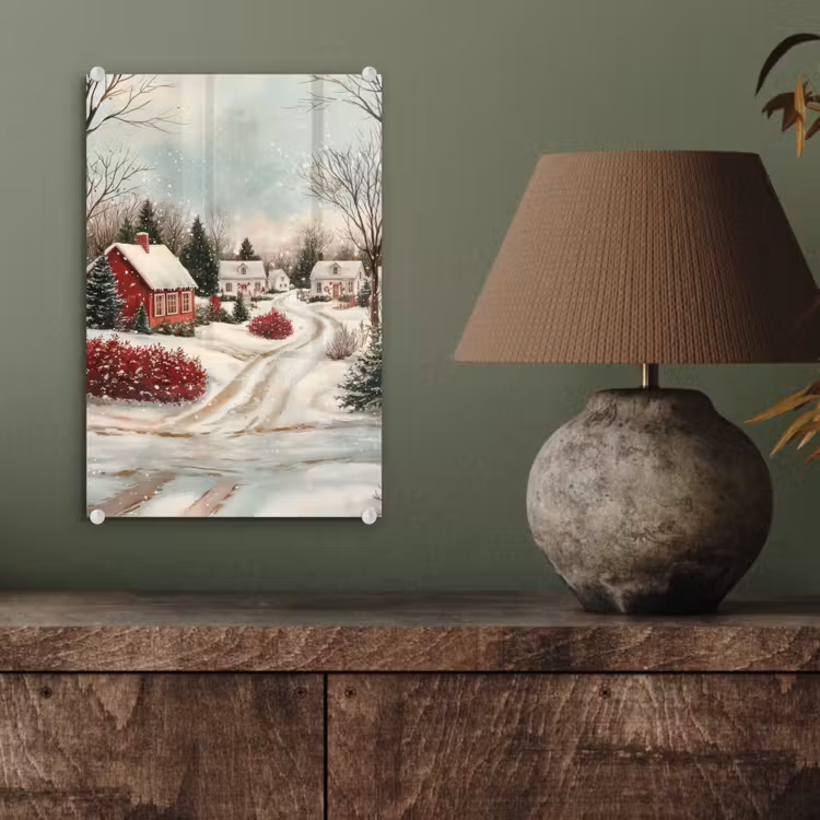 Glas schilderij - Kerstsfeer - Landelijk - Rood — 4