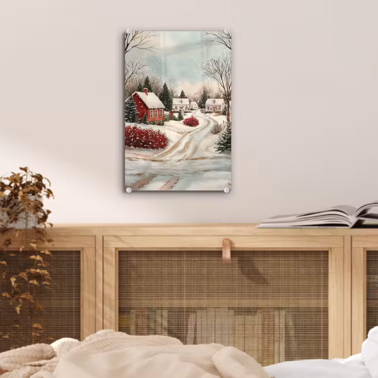 Glas schilderij - Kerstsfeer - Landelijk - Rood — 5