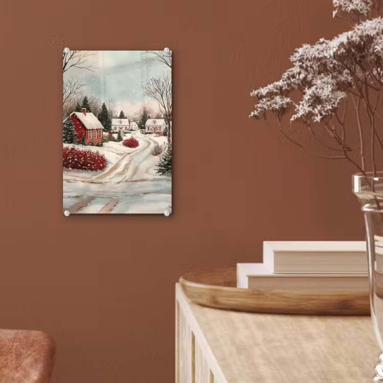 Glas schilderij - Kerstsfeer - Landelijk - Rood — 6