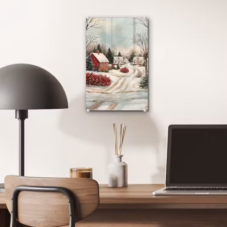 Glas schilderij - Kerstsfeer - Landelijk - Rood — 7