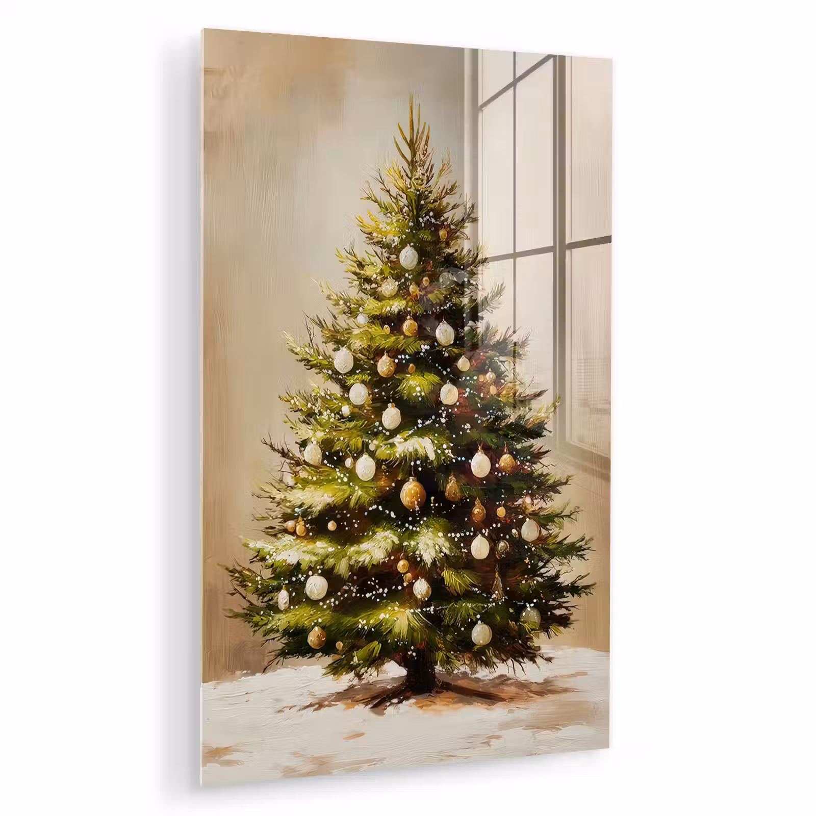Glas schilderij - Kerst - Sfeer - Groen — 1