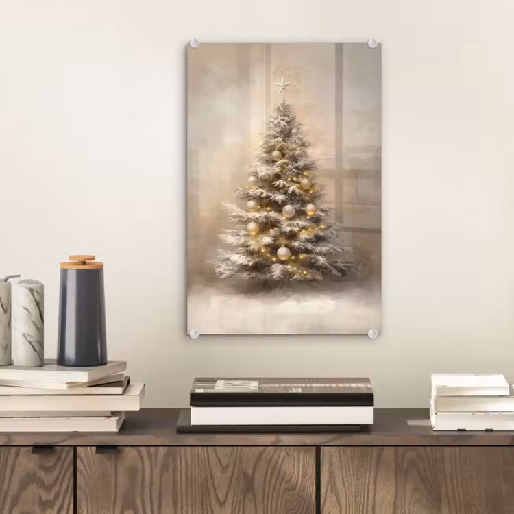 Glas schilderij - Kerst - kerstboom - Sneeuw - Art — 2
