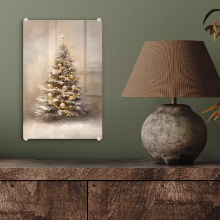 Glas schilderij - Kerst - kerstboom - Sneeuw - Art — 4