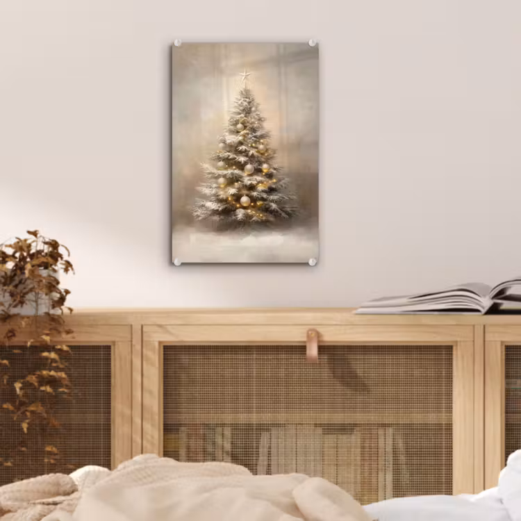Glas schilderij - Kerst - kerstboom - Sneeuw - Art — 5
