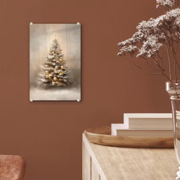 Glas schilderij - Kerst - kerstboom - Sneeuw - Art — 6