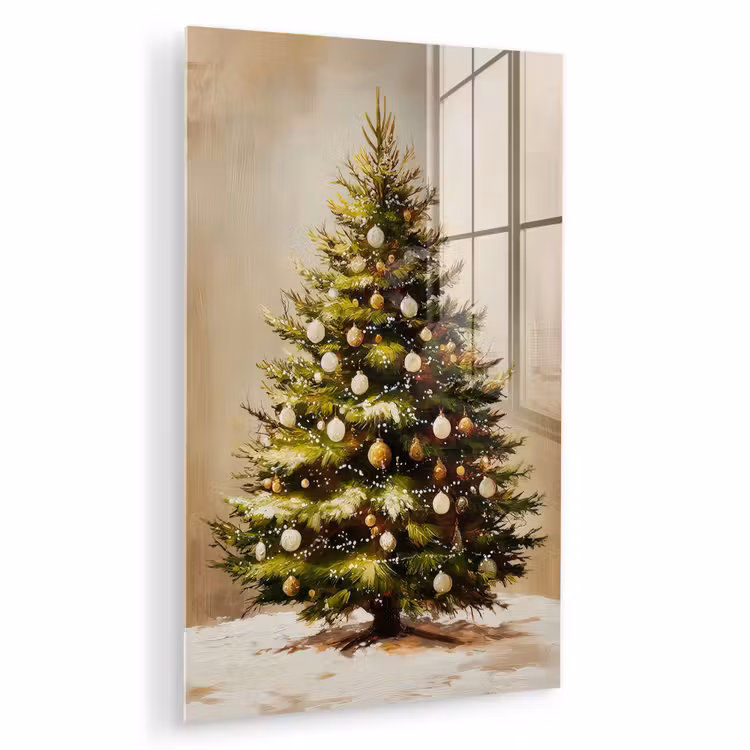 Glas schilderij - Kerst - Sfeer - Groen — 1