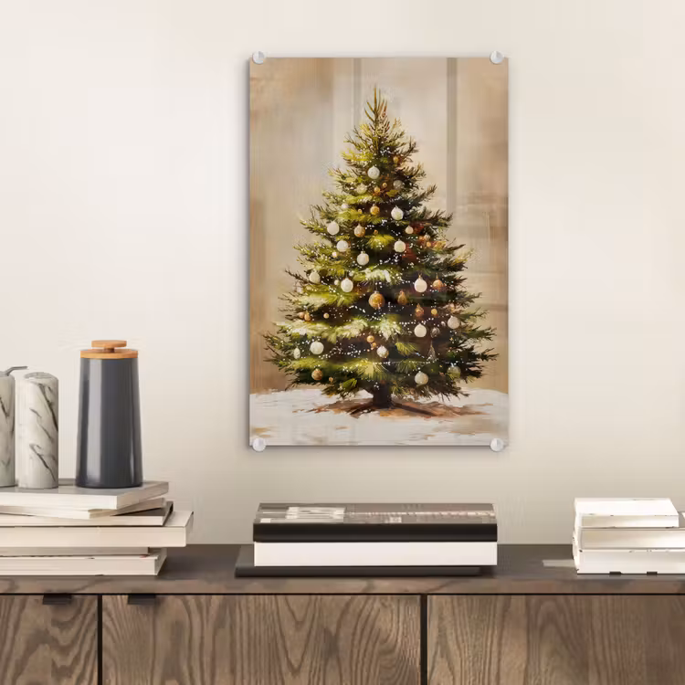 Glas schilderij - Kerst - Sfeer - Groen — 2