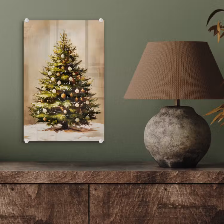 Glas schilderij - Kerst - Sfeer - Groen — 4