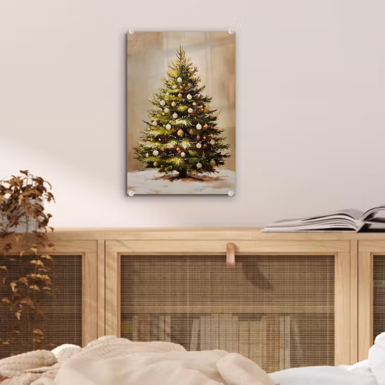 Glas schilderij - Kerst - Sfeer - Groen — 5