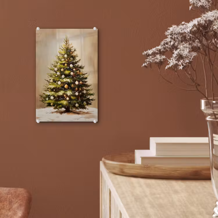 Glas schilderij - Kerst - Sfeer - Groen — 6