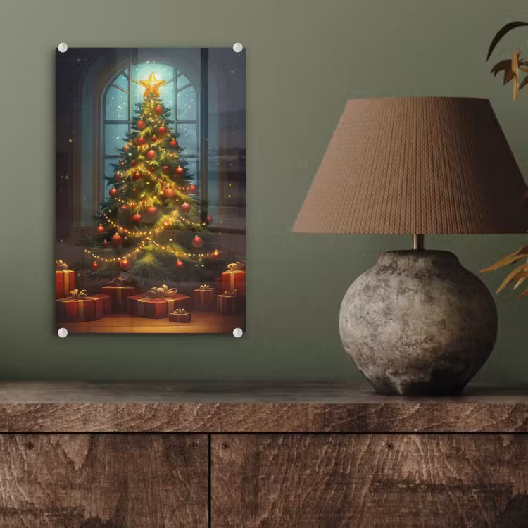 Glas schilderij - Kerstboom - Cadeau - Kerst - Winter — 4