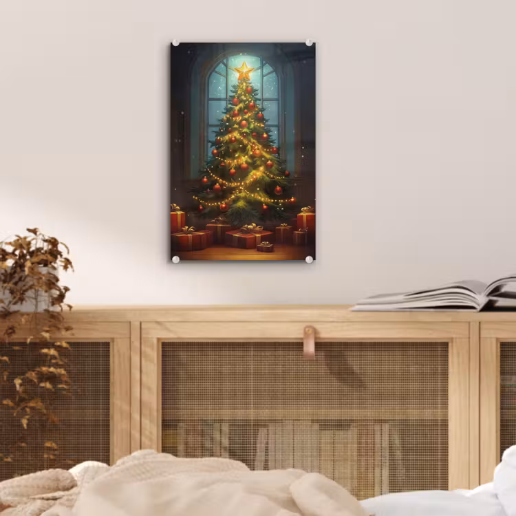 Glas schilderij - Kerstboom - Cadeau - Kerst - Winter — 5