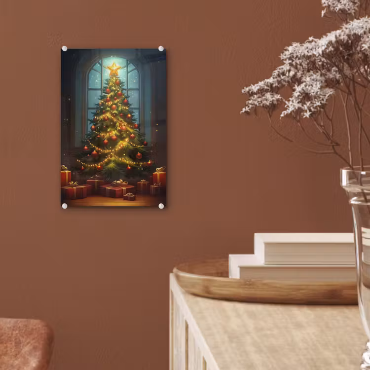Glas schilderij - Kerstboom - Cadeau - Kerst - Winter — 6