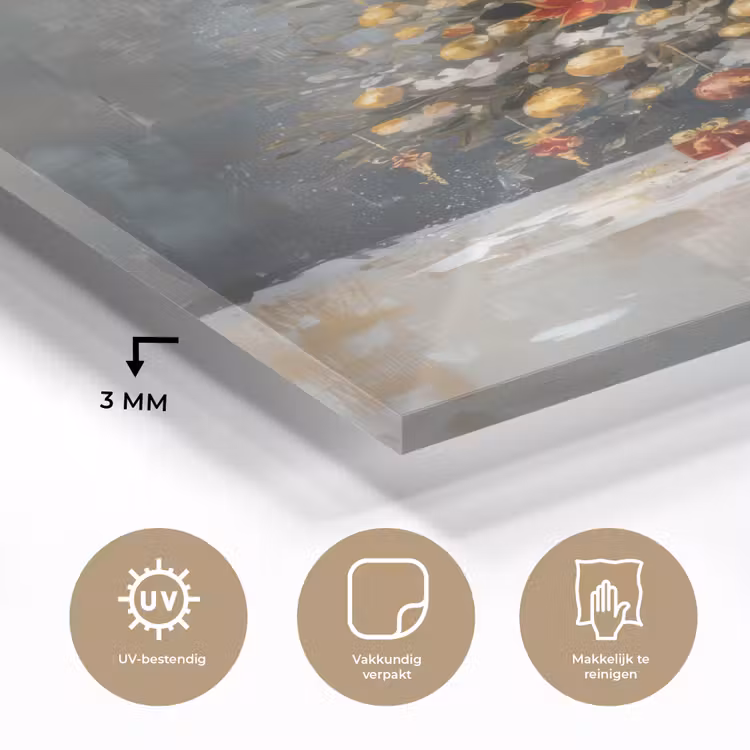 Glas schilderij - Kerstboom - Cadeaus - Rood - Goud — 3