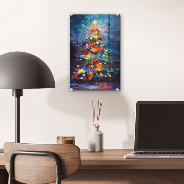 Glas schilderij - Kerstboom - Kerst - Abstract - Kleurrijk — 7