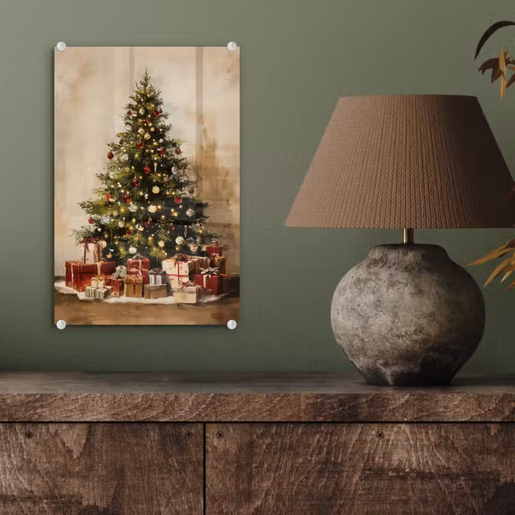 Glas schilderij - Kerstboom - Versierd - Kleurrijk — 4