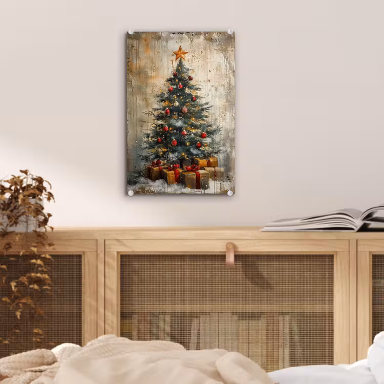 Glas schilderij - Kerstboom - Vintage - Kerst - Cadeau — 5