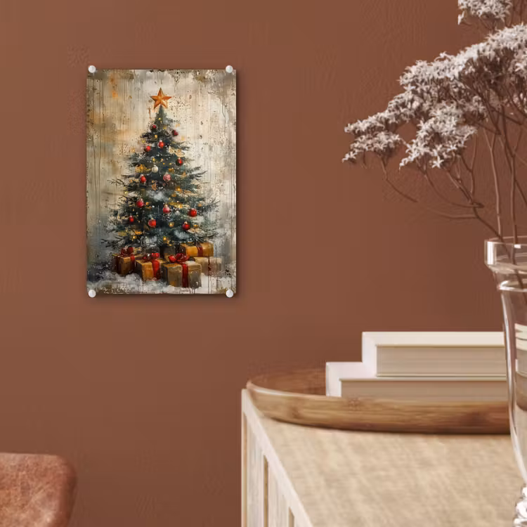 Glas schilderij - Kerstboom - Vintage - Kerst - Cadeau — 6