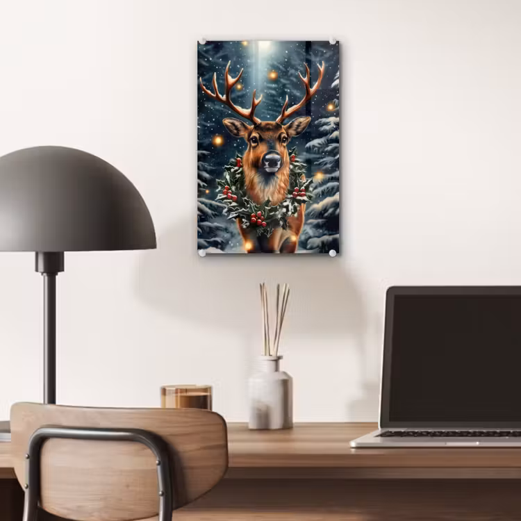 Glas schilderij - Kerst - Magie - Bos - Kleurrijk — 7