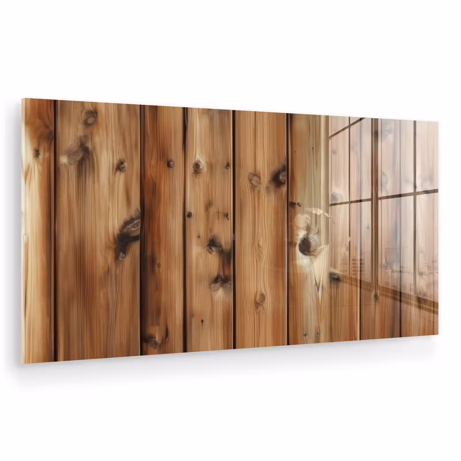 Glas schilderij - Hout - Planken - Bruin — 1