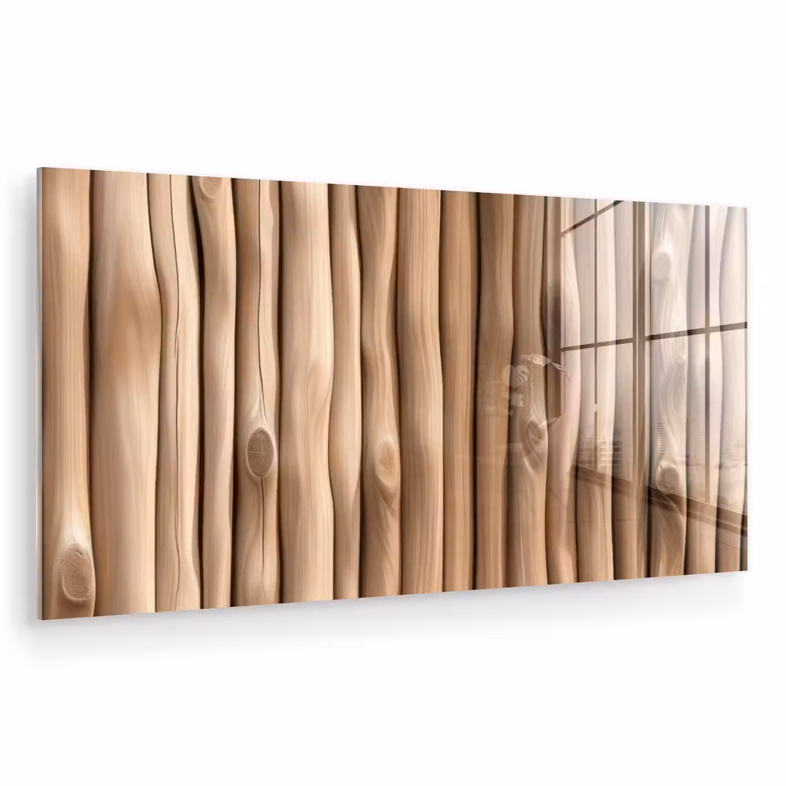 Glas schilderij - Hout - Stam - Lichtbruin — 1