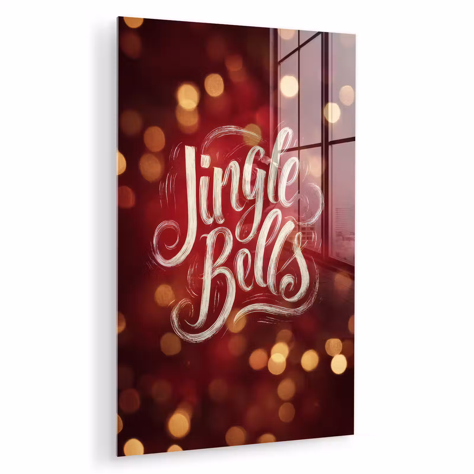 Glas schilderij - Jingle - Bells - Kerst - Rood — 1