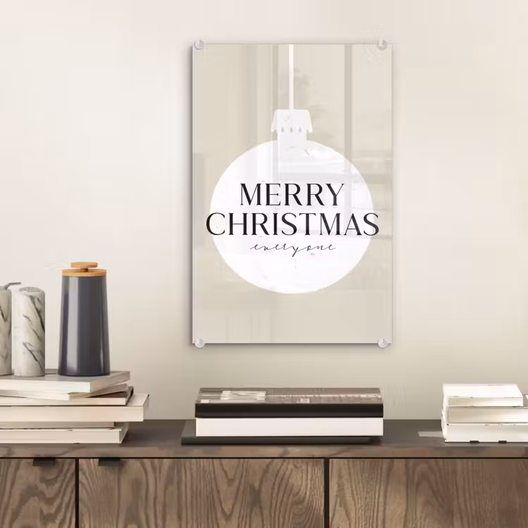 Glas schilderij - Christmas - Kerstballen - Japandi - Witte kerstballen — 2