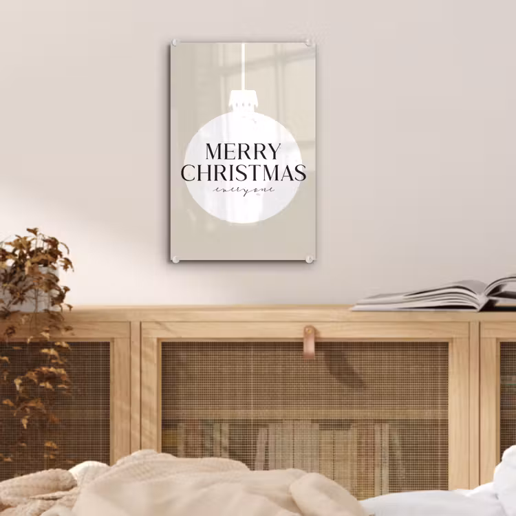 Glas schilderij - Christmas - Kerstballen - Japandi - Witte kerstballen — 5