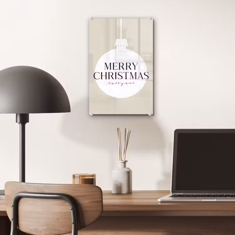 Glas schilderij - Christmas - Kerstballen - Japandi - Witte kerstballen — 7